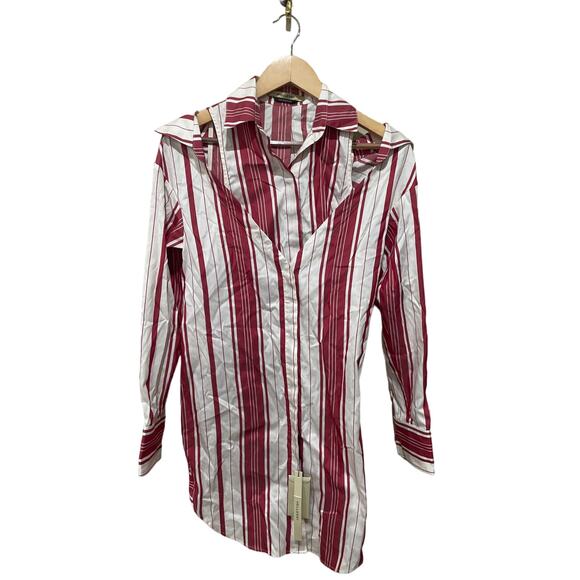 HELLESSY ECRU & RED‎ DUQUETTE SHIRT SIZE 0 - Picture 5 of 6